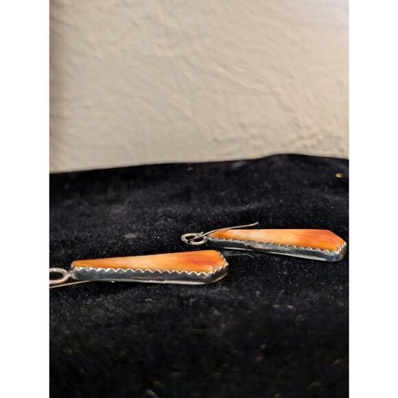 Navajo Native American Sterling B.J. Guerro Spiny Oyster Necklace & Earrings Set - Picture 8 of 11